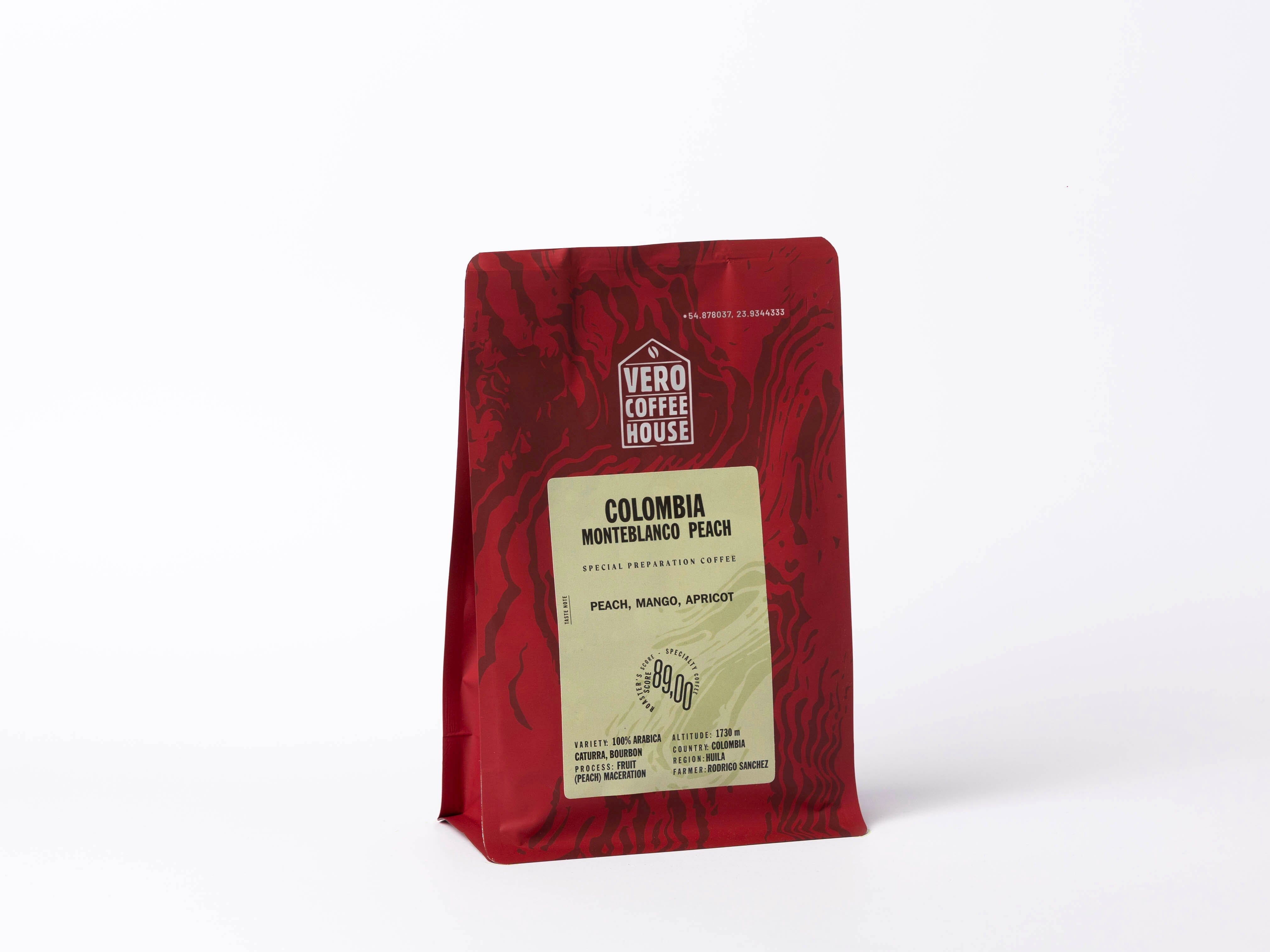 Colombia Monteblanco Peach 200 g Pietų ir Centrinės Amerikos kava VERO CAFE