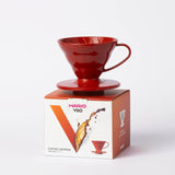 HARIO V60 01 plastikinis kavinukas Kavos ruošimo indai HARIO Raudona