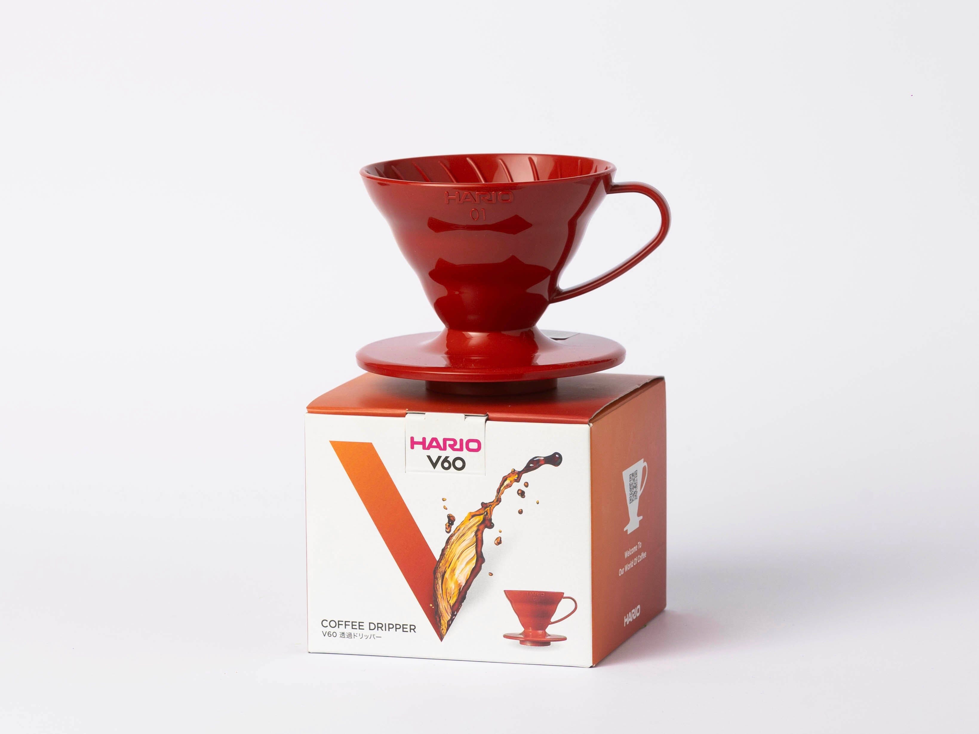 HARIO V60 01 plastikinis kavinukas Kavos ruošimo indai HARIO Raudona
