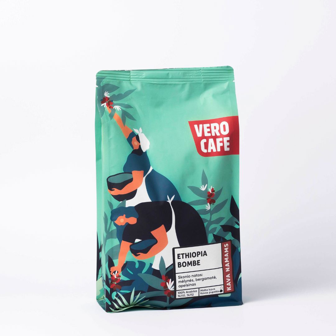 Kavos pupelės ETHIOPIA SIDAMO BOMBE 1 kg Kava VERO CAFE 
