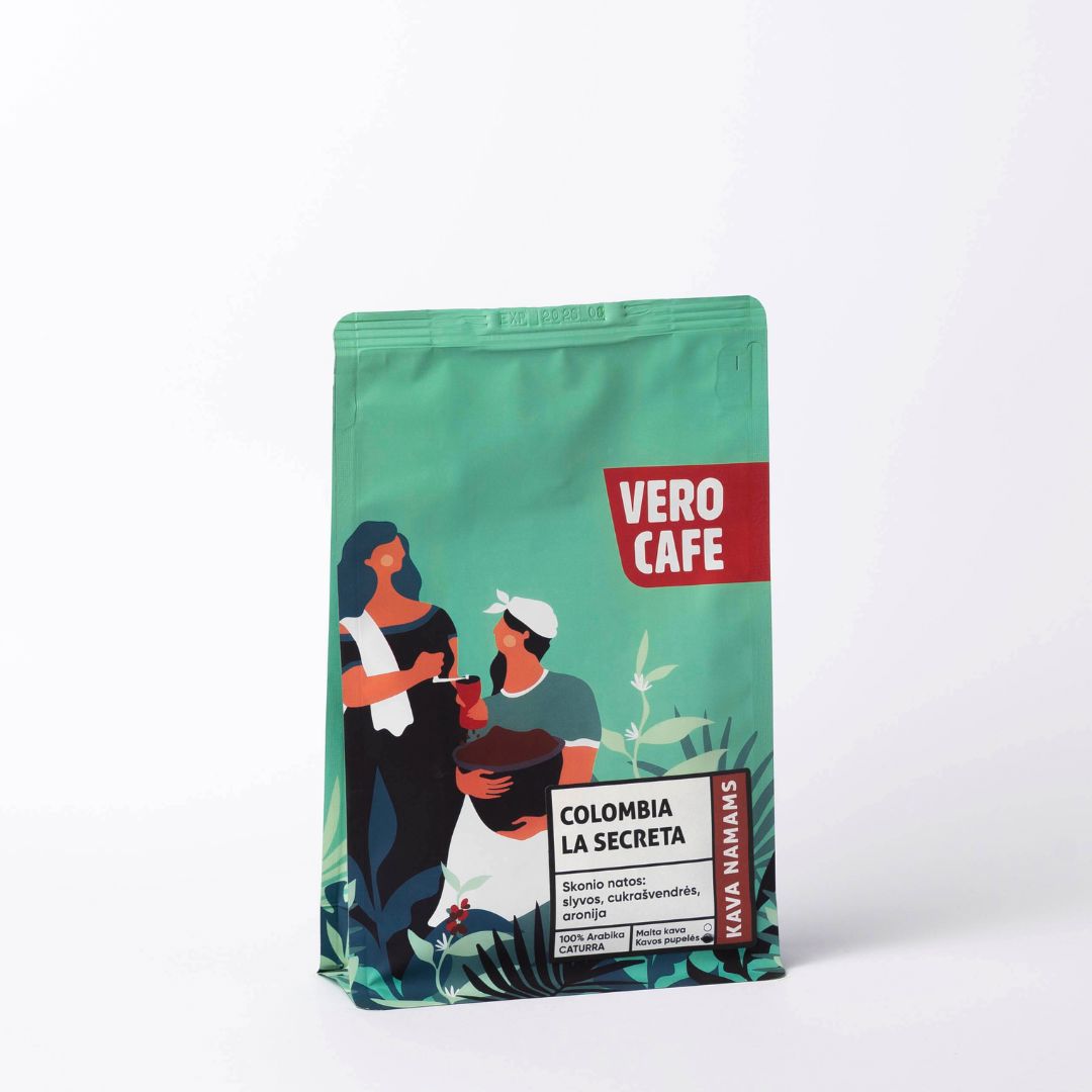 Kavos pupelės COLOMBIA LA SECRETA 200 g Kava VERO CAFE 