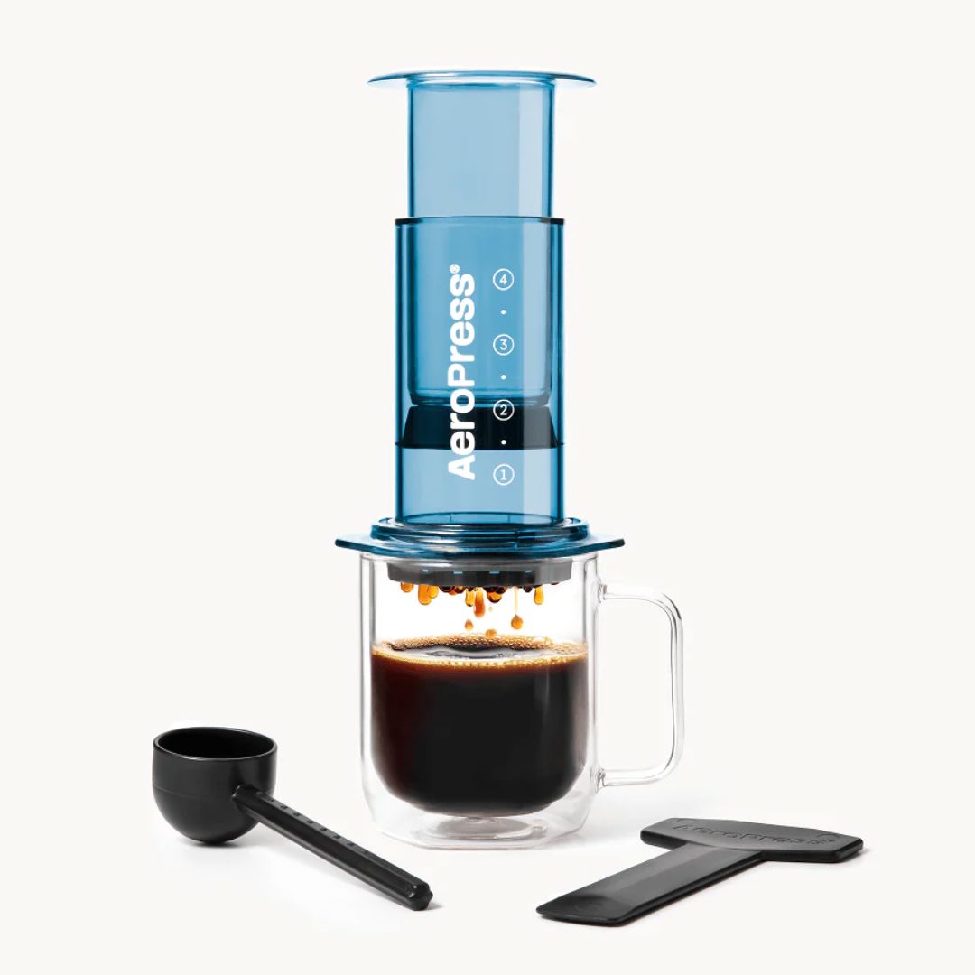 Aeropress Clear Blue kavos ruošimo prietaisas Kavos ruošimo indai VERO CAFE 