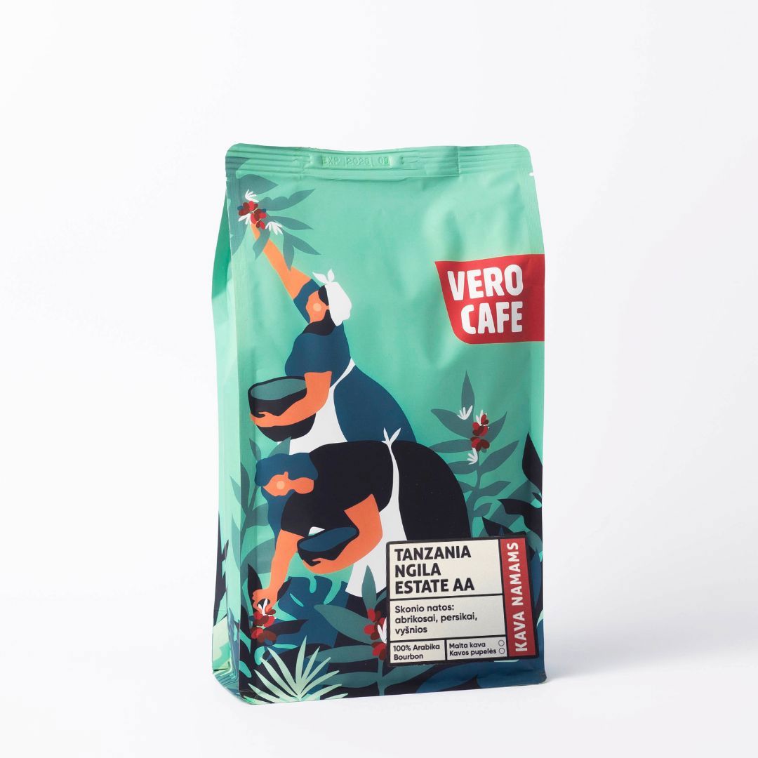 Kavos pupelės TANZANIA NGILA AA 1kg Kava VERO CAFE 