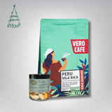 Dovanų rinkinys: RŪTA drąžė 120 g ir kava 200 g VERO CAFE Traškūs migdolai su baltuoju šokoladu „Žara" 120 g Peru Vila Rica 200 g Malta