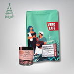 Dovanų rinkinys: RŪTA drąžė 120 g ir kava 200 g VERO CAFE Traškūs migdolai su Ruby šokoladu ir juodaisiais serbentais 120g Nicaragua Montecristo 200 g Malta