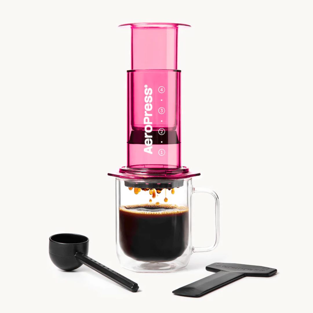 Aeropress Clear Pink kavos ruošimo prietaisas Kavos ruošimo indai VERO CAFE 