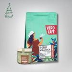 Dovanų rinkinys: Jorùs moliūgų sėklos šokolade 100 g ir kava 200 g VERO CAFE Peru Vila Rica 200 g Moliūgų sėklos šokolade kavos skonio 100 g 