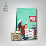 Dovanų rinkinys: Jorùs moliūgų sėklos šokolade 100 g ir kava 200 g VERO CAFE Peru Vila Rica 200 g Moliūgų sėklos šokolade kavos skonio 100 g 