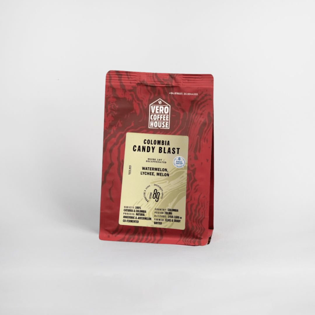 Kavos pupelės Colombia Candy Blast Decaf 200 g VERO CAFE 