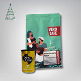 Dovanų rinkinys: Drink Me Chai 250 g ir kava 200 g VERO CAFE Vanilės skonio 250 g Columbia Monteblanco Peach 200 g 