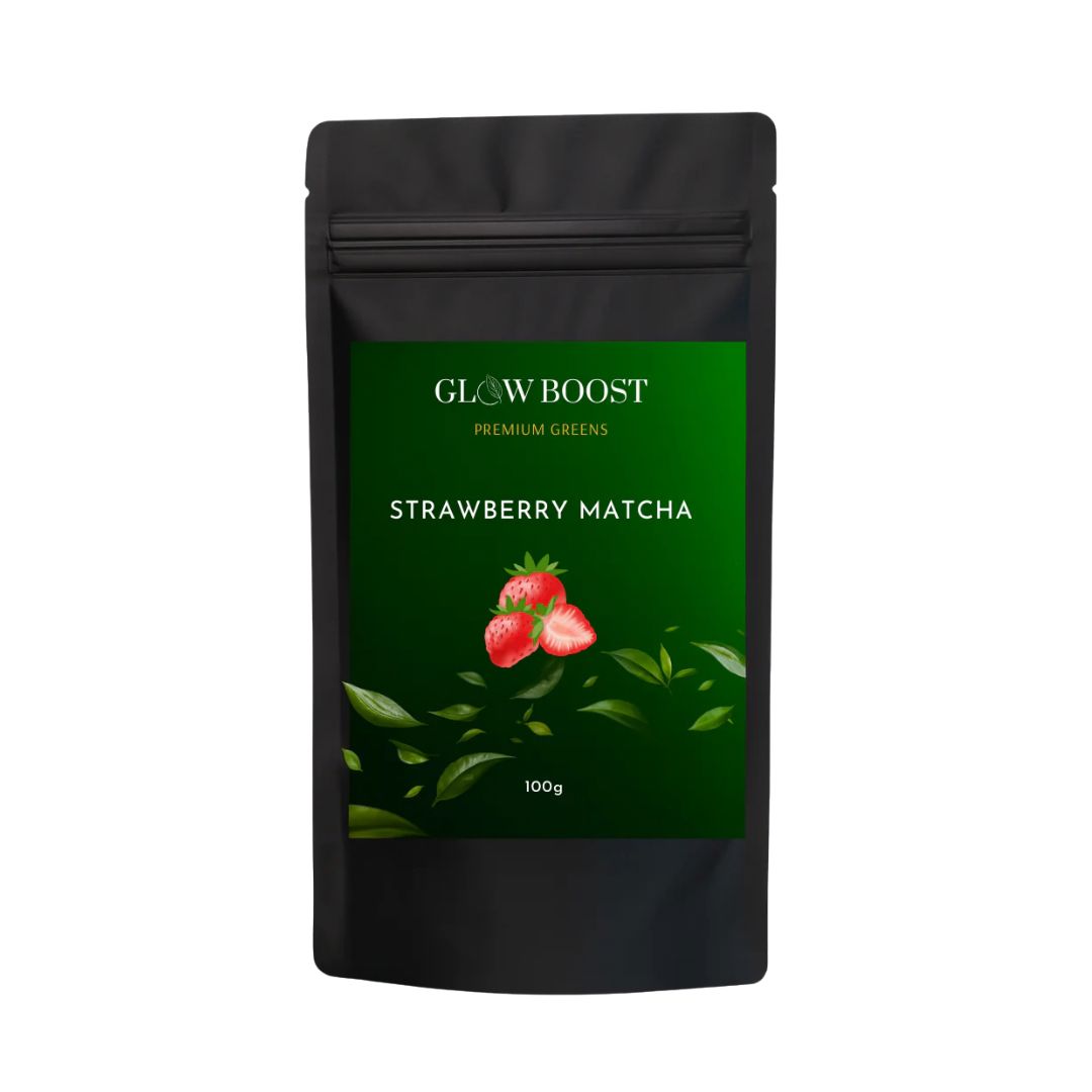 Ceremoninė matcha su liofilizuotomis braškėmis 100 g Kitos prekės GLOW BOOST 