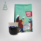 Dovanų rinkinys: R. Dagio keramikinis puodelis ir kava 200 g VERO CAFE Mėlynas ~400 ml Sweet Brasil 200 g Pupelės