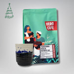 Dovanų rinkinys: R. Dagio keramikinis puodelis ir kava 200 g VERO CAFE Mėlynas ~400 ml Tanzania Ngila AA 200 g 