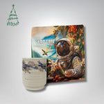 Dovanų rinkinys: R. Dagio keramikinis puodelis ir kava 200 g VERO CAFE Baltas ~400 ml Kosmonautas 200 g 