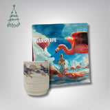 Dovanų rinkinys: R. Dagio keramikinis puodelis ir kava 200 g VERO CAFE Baltas ~400 ml Flamingas 200 g 