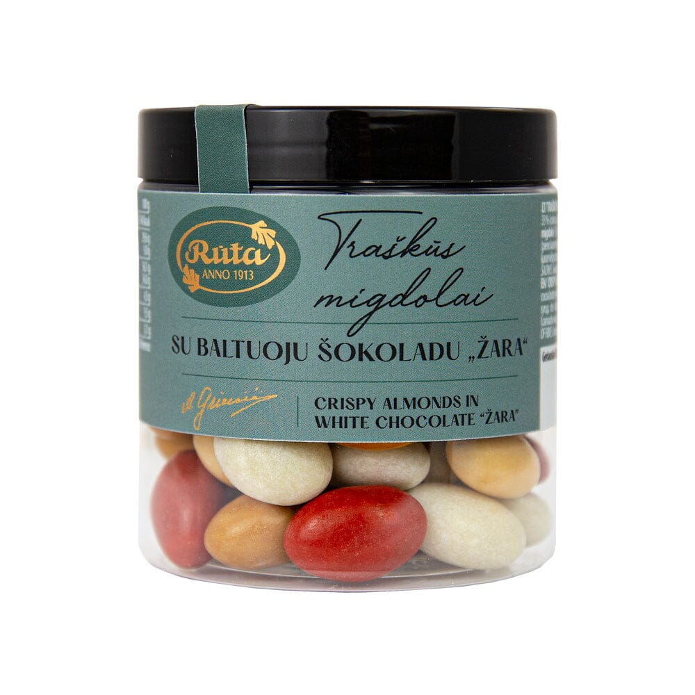 Traškūs migdolai su baltuoju šokoladu „Žara" 120 g DOVANŲ IDĖJOS Rūta 