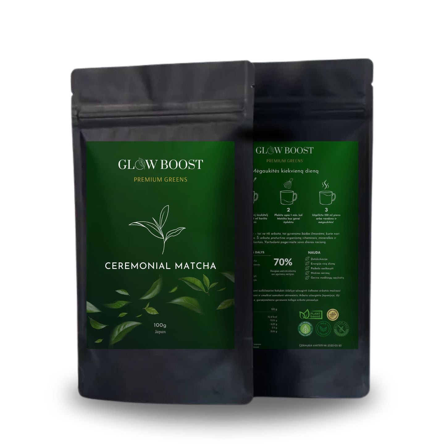GLOW BOOST Ceremoninė Matcha 100g. DOVANŲ IDĖJOS VERO CAFE 