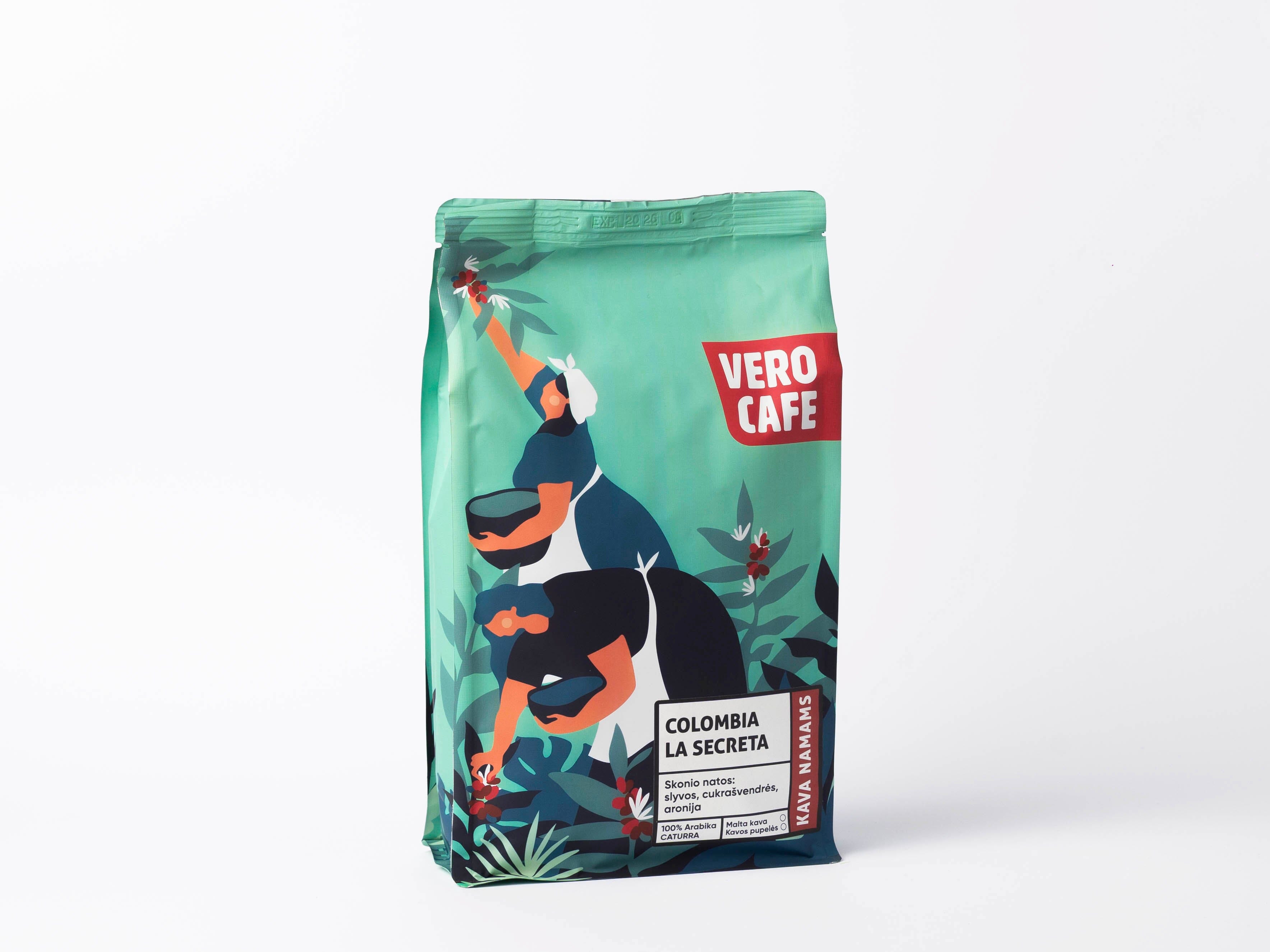 Kavos pupelės COLOMBIA LA SECRETA 1 kg Kava VERO CAFE 