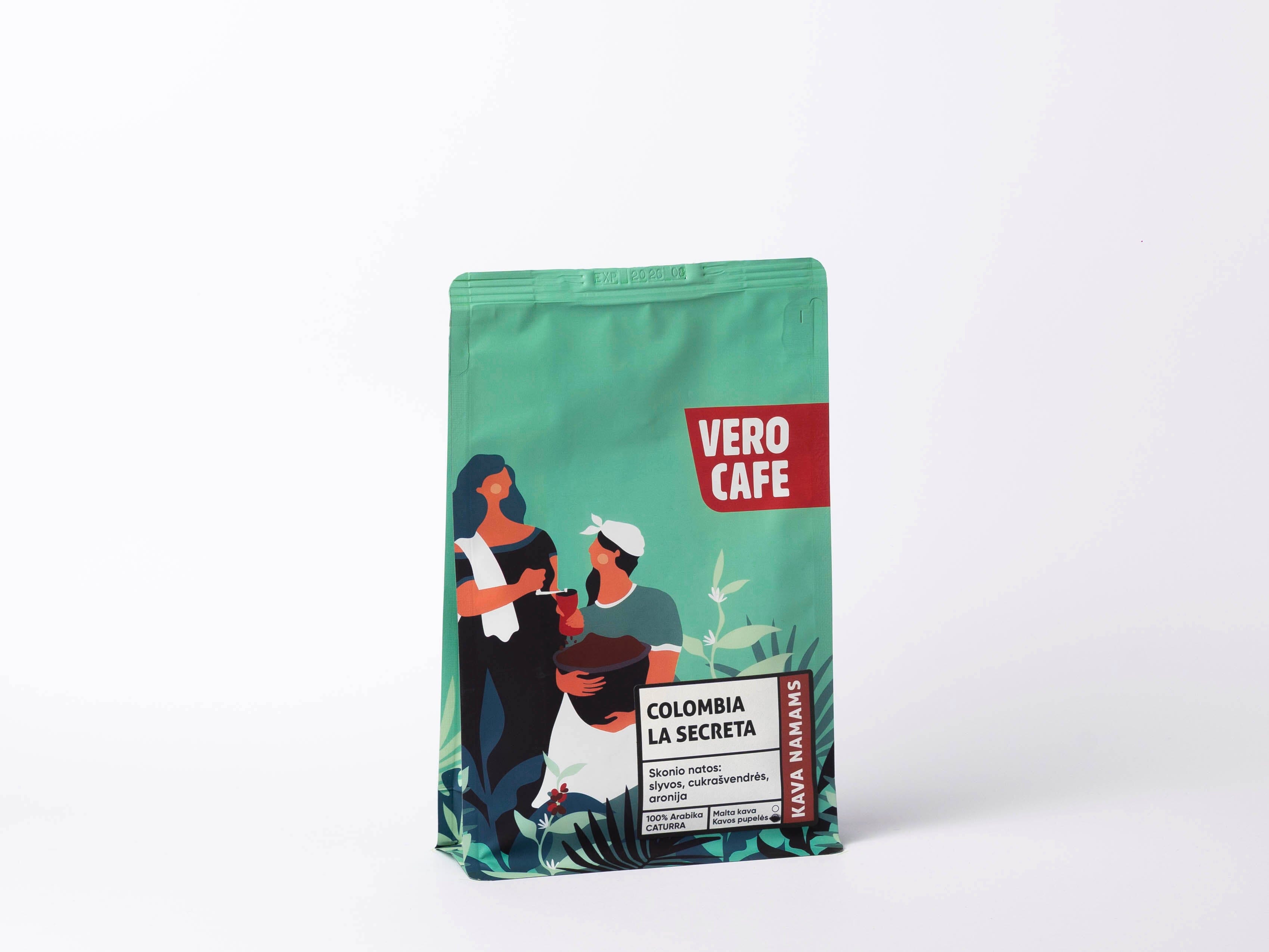 Kavos pupelės COLOMBIA LA SECRETA 200 g Kava VERO CAFE 
